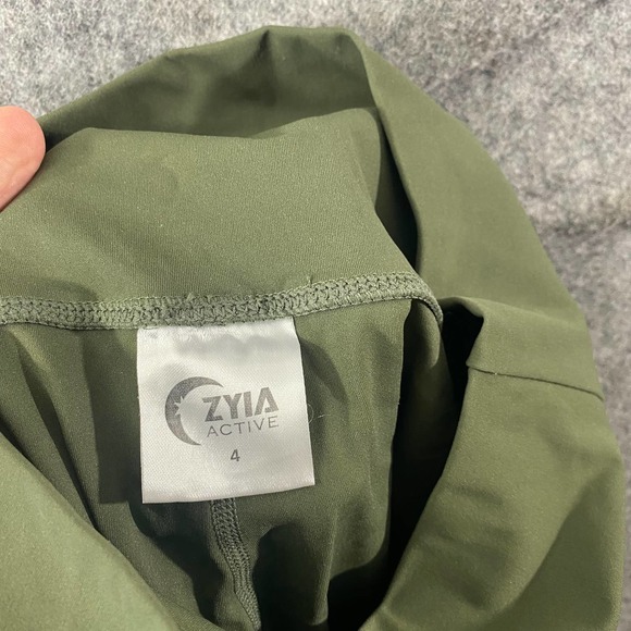 ZYIA Active Leggings 4 Forest Green High Rise Stripe Luxe 7/8 Workout - Picture 9 of 11